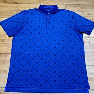 Rare Grayson G.O.A.T. Tennis Polo Performance Golf Shirt Size XL AOP Blue